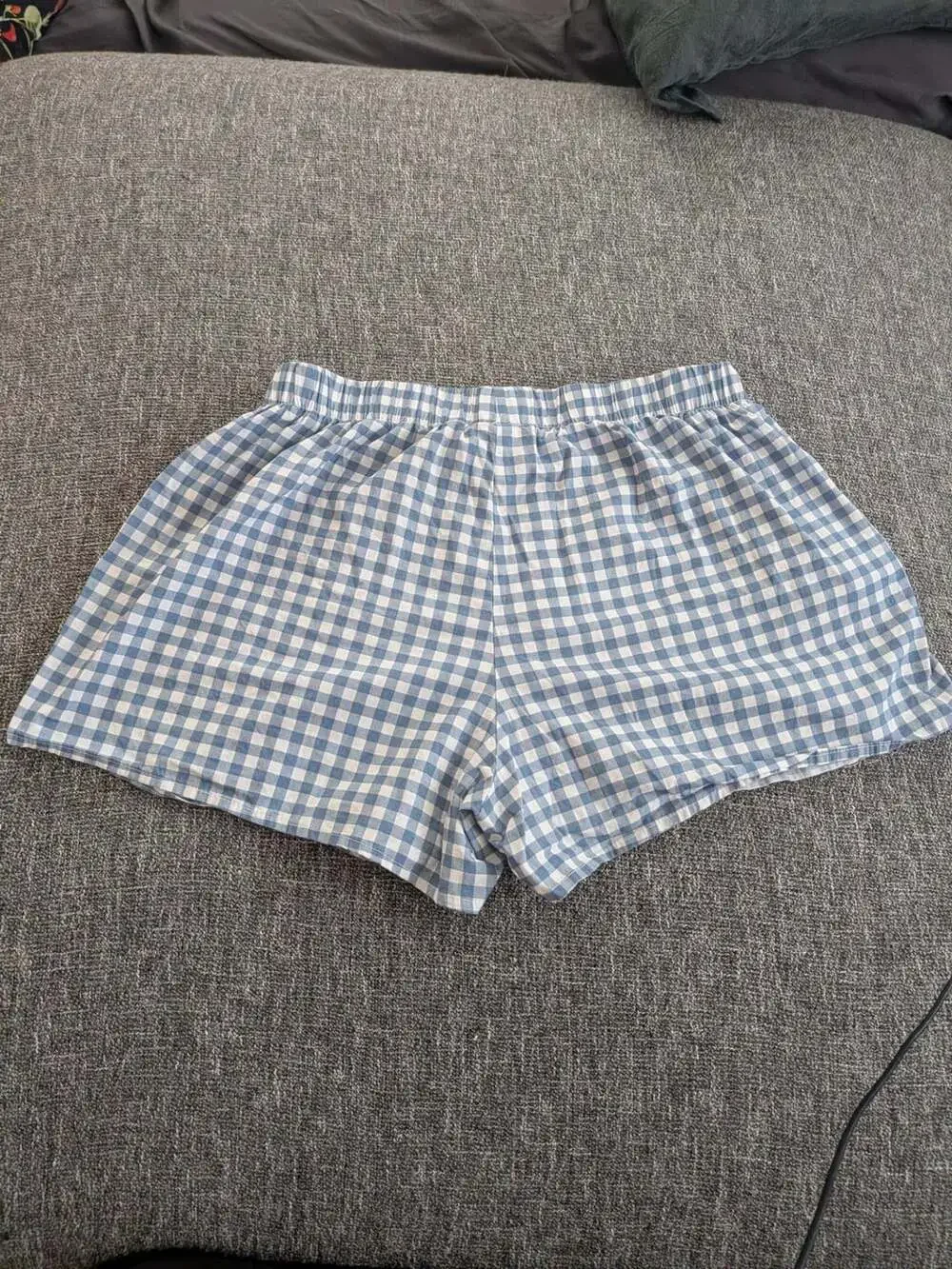 Strawberry Shortcake Blue Gingham Boxer Shorts Pajama Bottoms